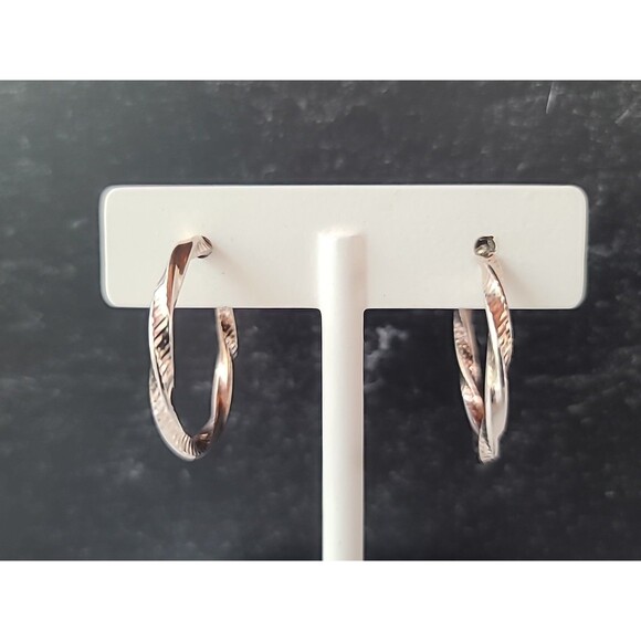 Milor Italian 925 Sterling Silver Twisted Hoop Earrings Vintage - Picture 2 of 10